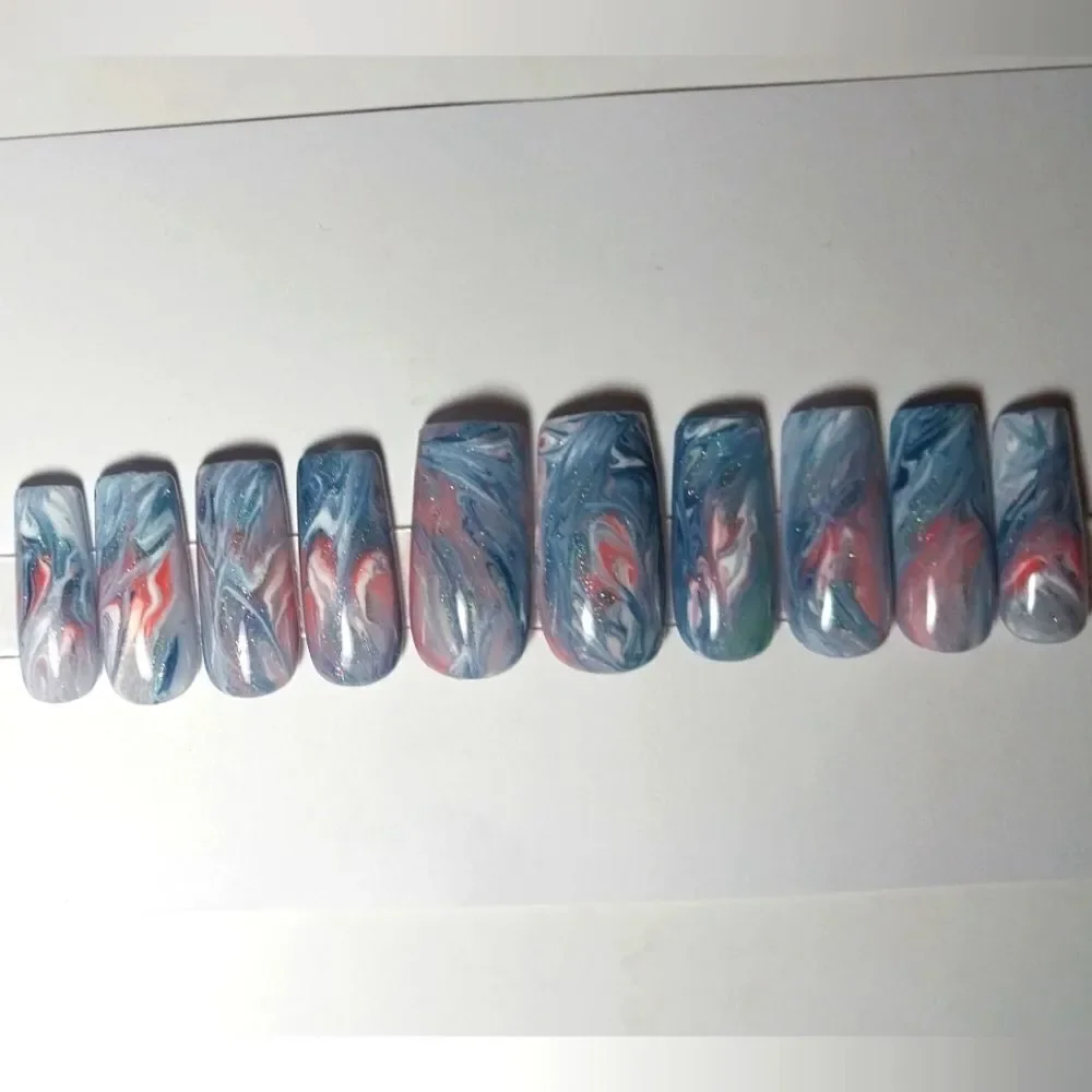 Ladies Hand Crafted Custom 10pc Small Acrylic presson nails sz Small